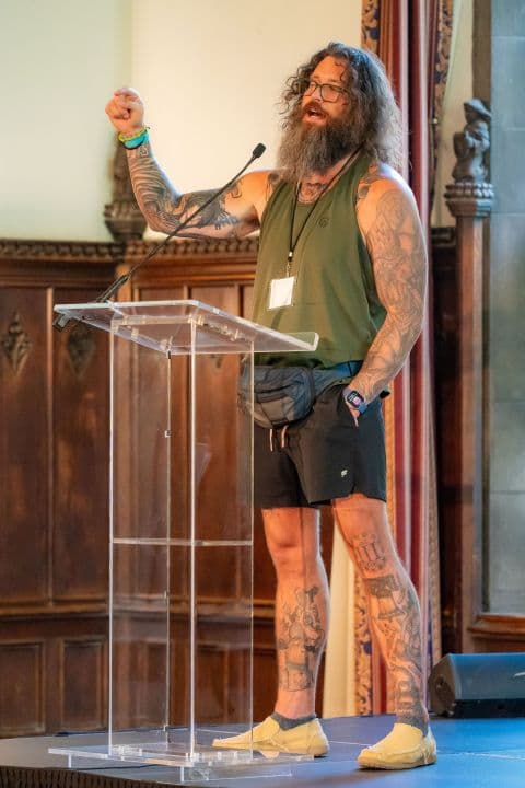 Adam Peters speaking at the University of Chicago, September 2025